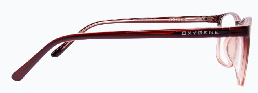 Oxygene red eyeglasses side view